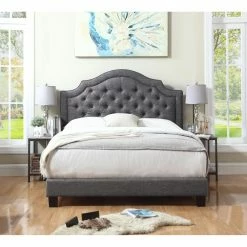 Cheap 🔔 King Rosevera Angelo Diamond Tufted Upholstered Panel Bed 🥰 -Beds Shop detail4ROSE013