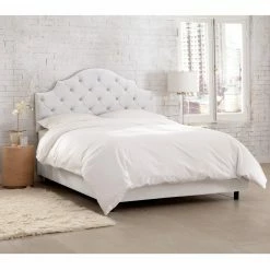 Flash Sale ✨ Skyline Furniture California King Tufted Notched Velvet Upholstered Bed 💯 -Beds Shop detail4SKY1401