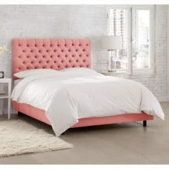 Budget 🥰 Skyline Furniture California King Skyline Diamond Tufted Linen Upholstered Panel Bed 💯 -Beds Shop detail4SKY1732
