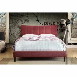 New 👏 Queen WHi Upholstered Platform Bed 💯 -Beds Shop detail4WORW084