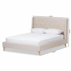 Best Pirce 🔔 King HN Home Craft Mid-Century Modern Platform Bed 🧨 -Beds Shop detail4WSI3217