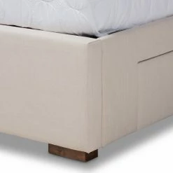 Cheap 👏 King Baxton Studio Leni Upholstered 4 Drawer Platform Bed Frame With Storage 🛒 -Beds Shop detail4WSI4615