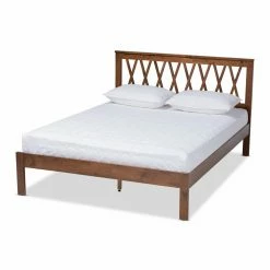 Buy 😍 Queen Baxton Studio Malene Mid-Century Modern Platform Bed 😉 -Beds Shop detail4WSI4683