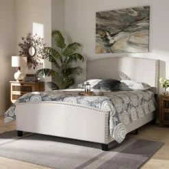 Best Pirce 🛒 King Baxton Studio Morgan Panel Bed 👍 -Beds Shop detail4WSI5024