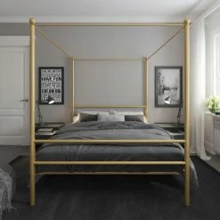 Discount 🥰 Mainstays Queen Metal Canopy Platform Bed 🌟 -Beds Shop detail5AMW1637
