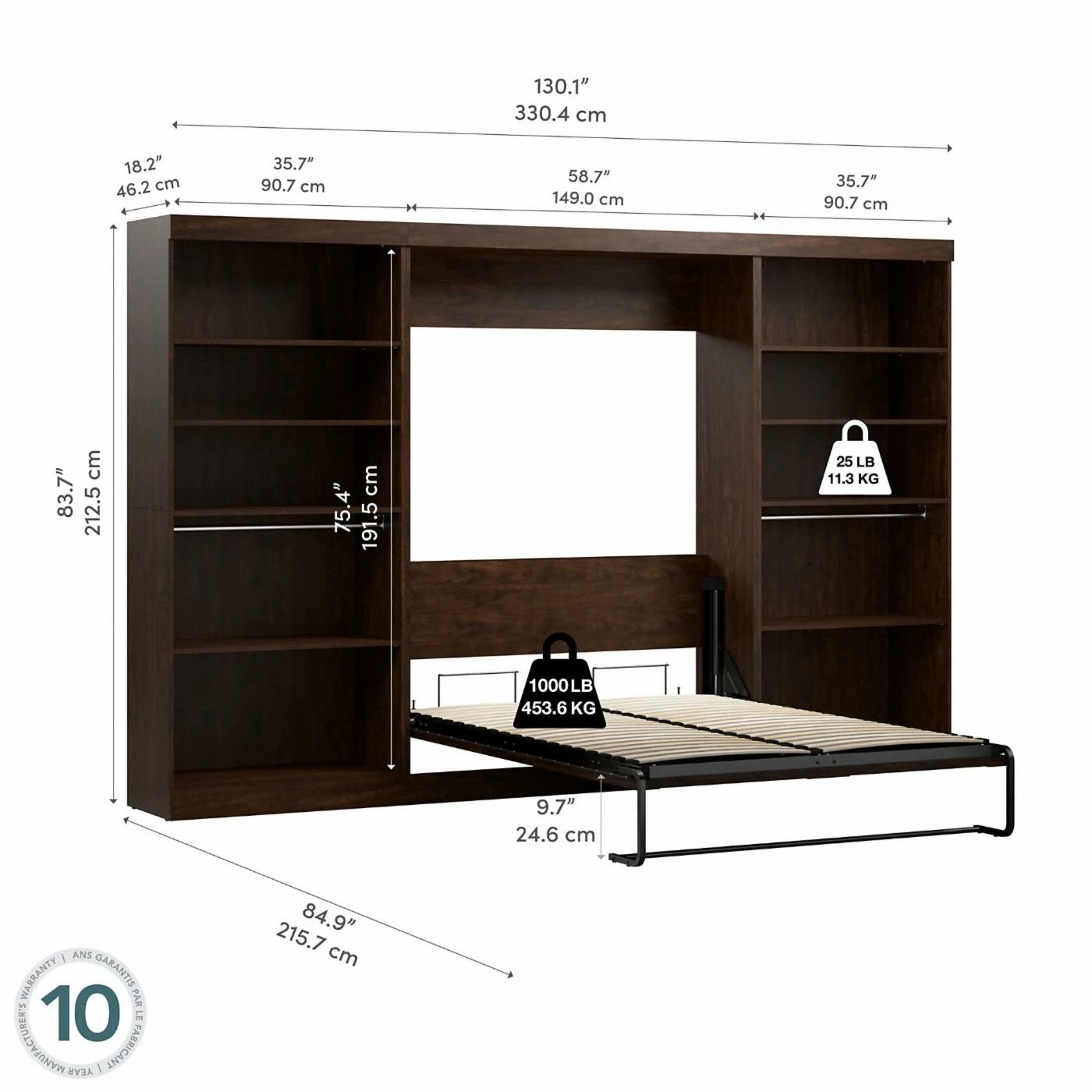 Promo βοΈ Queen Bestar Pur Murphy Wall Bed With Two 5-Shelf Storage Units π― 10 Promo βοΈ Queen Bestar Pur Murphy Wall Bed With Two 5-Shelf Storage Units π― - Image 8