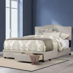 Cheap ✨ King Hillsdale Furniture Kiley Upholstered Storage Platform Bed 🎁 -Beds Shop detail5HL5411