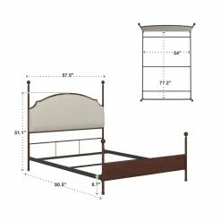 Best deal 🛒 Full/Double HN Home Ventura Transitional Upholstered Metal Standard Bed 🛒 -Beds Shop detail5HME2878