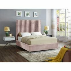 Budget 🎁 King Meridian Furniture Inc Candace Upholstered Low Profile Bed 😀 -Beds Shop detail5MERI592