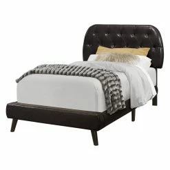 Cheapest 🧨 Queen Monarch Specialties Retro Tufted Faux Leather Upholstered Panel Bed 👍 -Beds Shop detail5MON1575