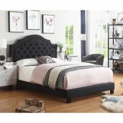 Cheap 🔔 King Rosevera Angelo Diamond Tufted Upholstered Panel Bed 🥰 -Beds Shop detail5ROSE013
