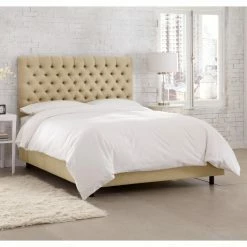 Budget 🥰 Skyline Furniture California King Skyline Diamond Tufted Linen Upholstered Panel Bed 💯 -Beds Shop detail5SKY1732