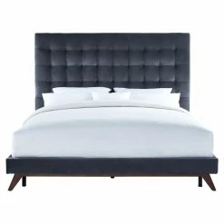 Best deal 🧨 Queen TOV Furniture Eden Velvet Upholstered Platform Bed 🛒 -Beds Shop detail5TOVF002