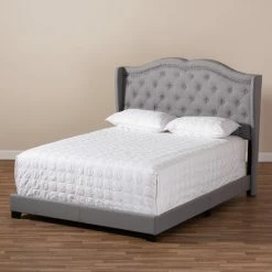Best deal 🔔 King Baxton Studio Aden Upholstered Low Profile Bed 🧨 -Beds Shop detail5WSI4037