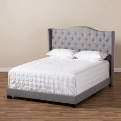 Cheap 🎁 Queen HN Home Pearland Transitional Upholstered Low Profile Bed ❤️ -Beds Shop detail5WSI4038