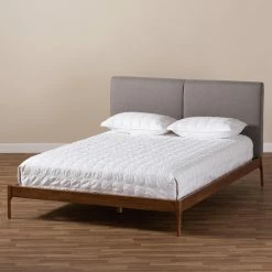 Cheapest ✨ King HN Home Calvin Mid-Century Modern Upholstered Platform Bed 😉 -Beds Shop detail5WSI4039