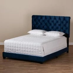 Outlet 🎉 King Baxton Studio Candace Velvet Upholstered Low Profile Bed 👏 -Beds Shop detail5WSI4041