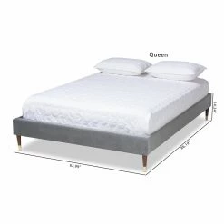 Best Sale ❤️ Queen HN Home Zinnia Glam Luxe Velvet Upholstered Platform Bed ⌛ -Beds Shop detail5WSI4533