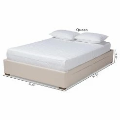 Cheap 👏 King Baxton Studio Leni Upholstered 4 Drawer Platform Bed Frame With Storage 🛒 -Beds Shop detail5WSI4615