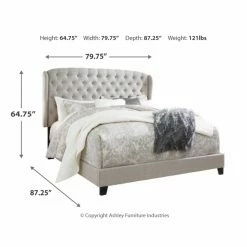 Deals 😀 King Signature Design By Ashley Jerary Upholstered Wingback Panel Bed 🤩 -Beds Shop detail6ASHY6957