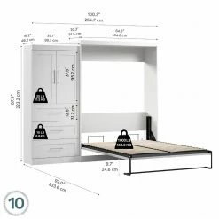 New ⭐ Full/Double Bestar Pur Murphy Wall Bed With Storage Options 🎁 -Beds Shop detail6BES561