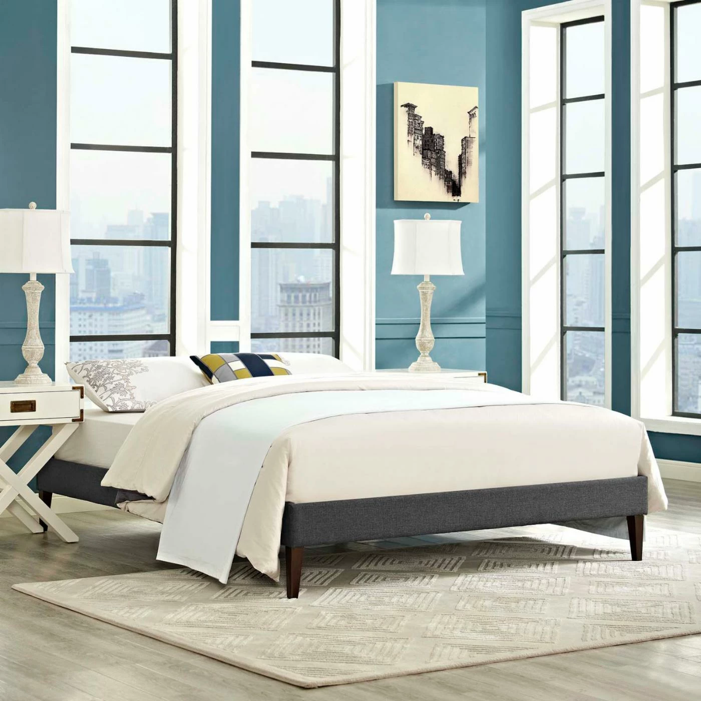 New β King Modway Tessie Platform Bed Frame With Squared Tapered Legs π 11 New β King Modway Tessie Platform Bed Frame With Squared Tapered Legs π - Image 9