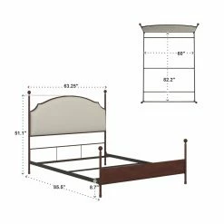 Best deal 🛒 Full/Double HN Home Ventura Transitional Upholstered Metal Standard Bed 🛒 -Beds Shop detail6HME2878