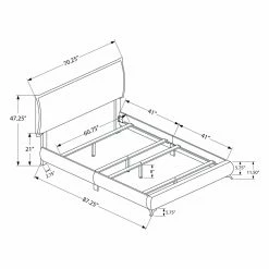 Wholesale 😉 Queen Monarch Specialties Mid-Century Modern Upholstered Panel Bed 👏 -Beds Shop detail6MON1570