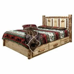 Discount 💯 Full/Double Montana Woodworks Glacier Country Collection Platform Storage Bed With Laser Engraved Design 💯 -Beds Shop detail6MONT375