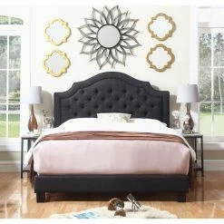 Cheap 🔔 King Rosevera Angelo Diamond Tufted Upholstered Panel Bed 🥰 -Beds Shop detail6ROSE013
