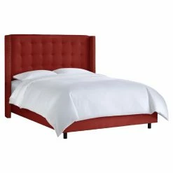 Discount 🥰 Skyline Furniture California King Skyline Nail Button Wingback Premier Upholstered Panel Bed ❤️ -Beds Shop detail6SKY1494