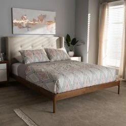 New 👏 King Baxton Studio Brooklyn Fabric Platform Bed ✨ -Beds Shop detail6WSI3595