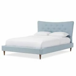 Budget 💯 King HN Home Rennie Mid-Century Modern Button Tufted Upholstered Platform Bed 😀 -Beds Shop detail6WSI4299