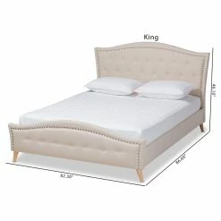Best deal 🎁 King Baxton Studio Felisa Tufted And Upholstered Platform Bed 🧨 -Beds Shop detail6WSI4591