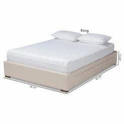Cheap 👏 King Baxton Studio Leni Upholstered 4 Drawer Platform Bed Frame With Storage 🛒 -Beds Shop detail6WSI4615