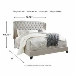 Deals 😀 King Signature Design By Ashley Jerary Upholstered Wingback Panel Bed 🤩 -Beds Shop detail7ASHY6957
