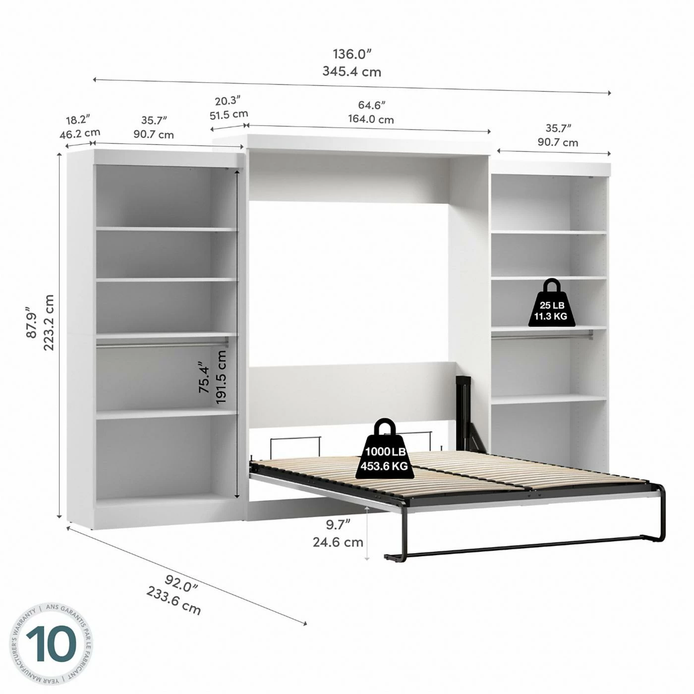 Promo βοΈ Queen Bestar Pur Murphy Wall Bed With Two 5-Shelf Storage Units π― 11 Promo βοΈ Queen Bestar Pur Murphy Wall Bed With Two 5-Shelf Storage Units π― - Image 9
