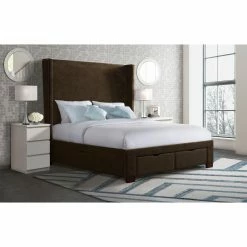 Buy 🎉 Queen Picket House Furnishings Fiona Upholstered Storage Platform Bed 🧨 -Beds Shop detail7ELET1175