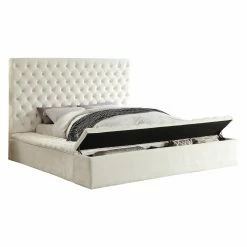 Promo 🛒 King Meridian Furniture Inc Bliss Velvet Platform Storage Bed 🎉 -Beds Shop detail7MERI459