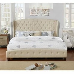 Brand new 🎁 Queen Nathaniel Home Jayce Upholstered Wingback Platform Bed ❤️ -Beds Shop detail7NATH074