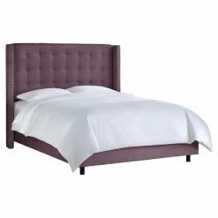 Discount 🥰 Skyline Furniture California King Skyline Nail Button Wingback Premier Upholstered Panel Bed ❤️ -Beds Shop detail7SKY1494