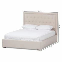 Brand new 🔥 Baxton Studio Taylor Upholstered Queen Size Gas-Lift Platform Bed 🔔 -Beds Shop detail7WSI3337
