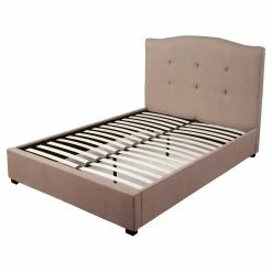 Hot Sale 🛒 Queen Alpine Furniture Amanda Upholstered Platform Bed - Haskett Jute ⭐ -Beds Shop detailALPE323