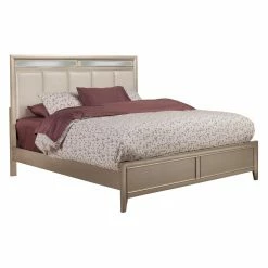 New 🔥 Queen Alpine Furniture Silver Dreams Upholstered Panel Bed 🧨 -Beds Shop detailALPE494