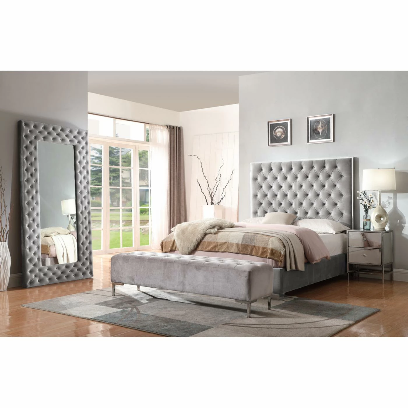 Top 10 π Wallace & Bay California King Wallace & Bay James Silver Gray Button Tufted Panel Bed π 5 Top 10 π Wallace & Bay California King Wallace & Bay James Silver Gray Button Tufted Panel Bed π - Image 3