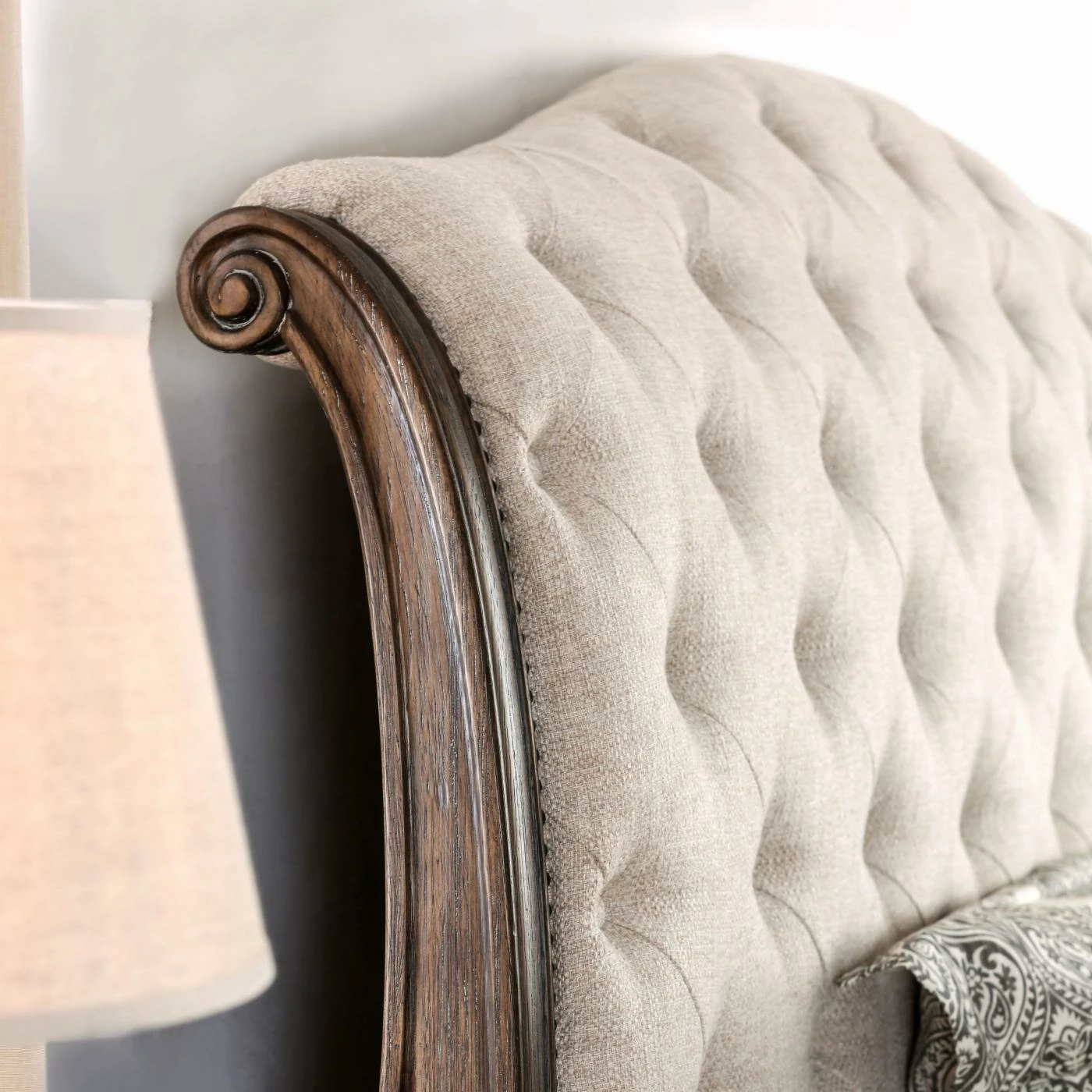 Best Sale π Queen Furniture Of America Cleon III Traditional Tufted Fabric Sleigh Bed π 5 Best Sale π Queen Furniture Of America Cleon III Traditional Tufted Fabric Sleigh Bed π - Image 3