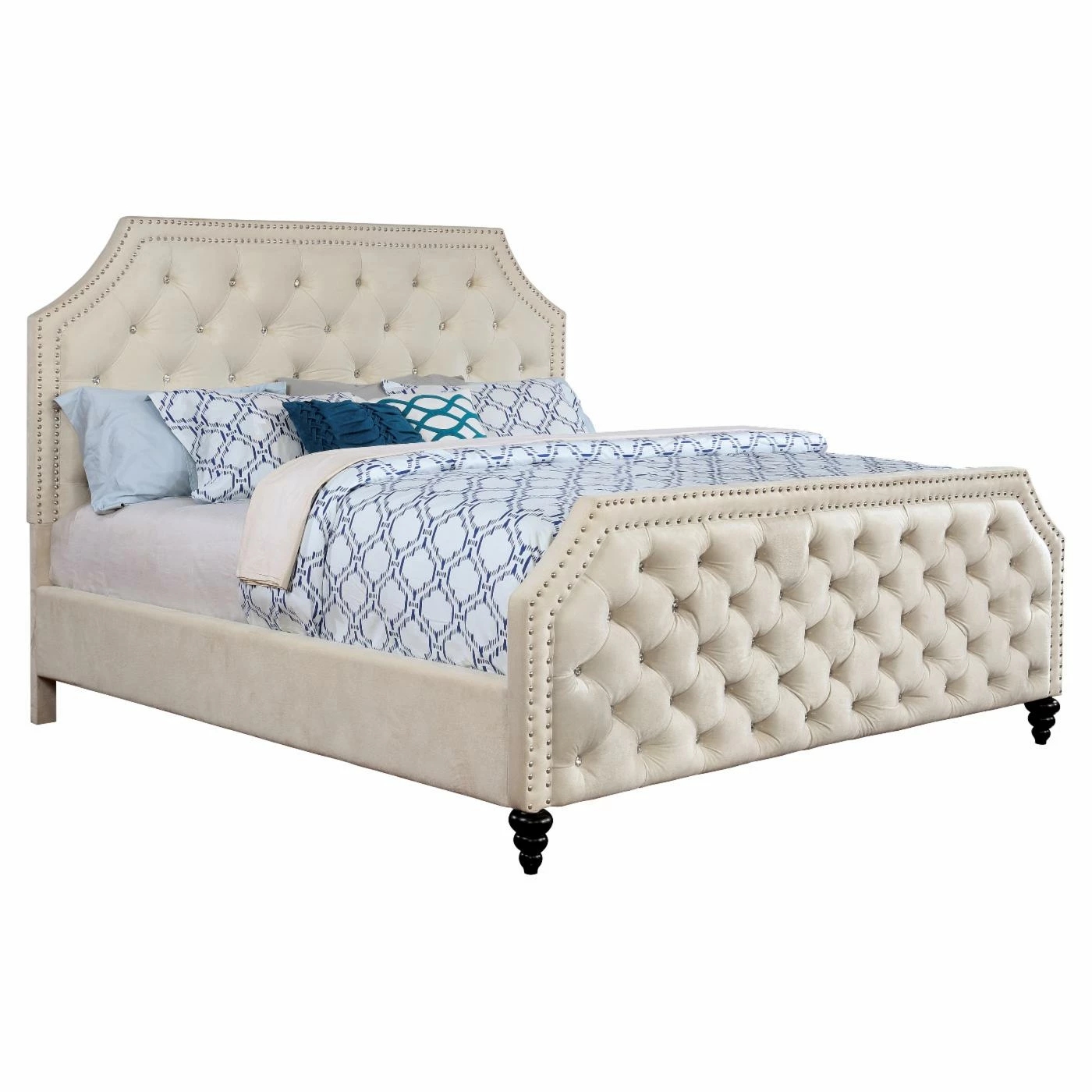 Buy π California King Furniture Of America Taylore Contemporary Tufted Fabric Bed π 5 Buy π California King Furniture Of America Taylore Contemporary Tufted Fabric Bed π - Image 3