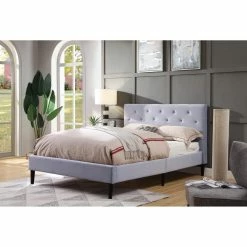 Hot Sale ⭐ Queen Furniture Of America Frohm Button Tufted Platform Bed 🛒 -Beds Shop detailENLB4973