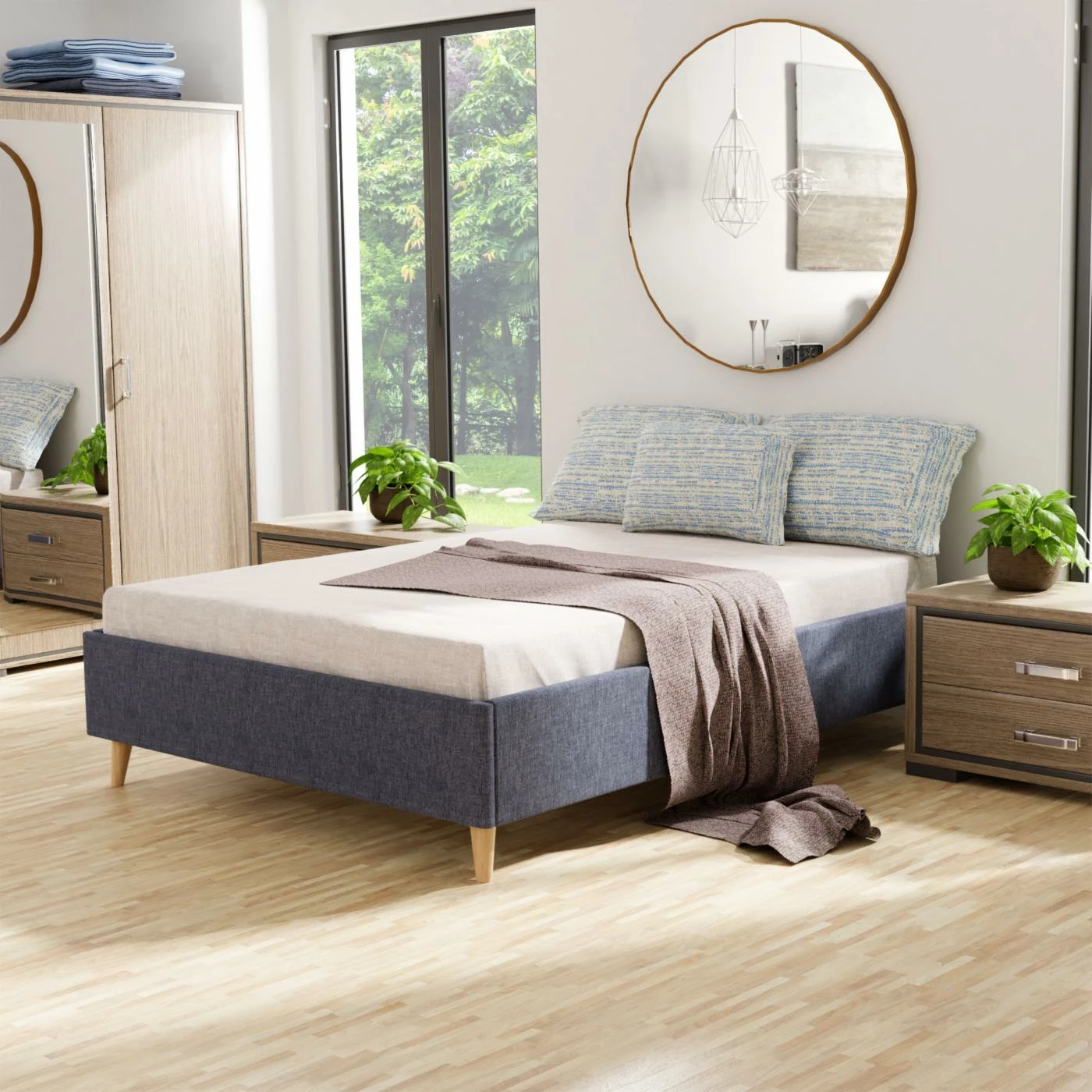 Best Sale π Queen Furniture Of America Rina Mid-Century Upholstered Foundation Bed - Yellow π 5 Best Sale π Queen Furniture Of America Rina Mid-Century Upholstered Foundation Bed - Yellow π - Image 3