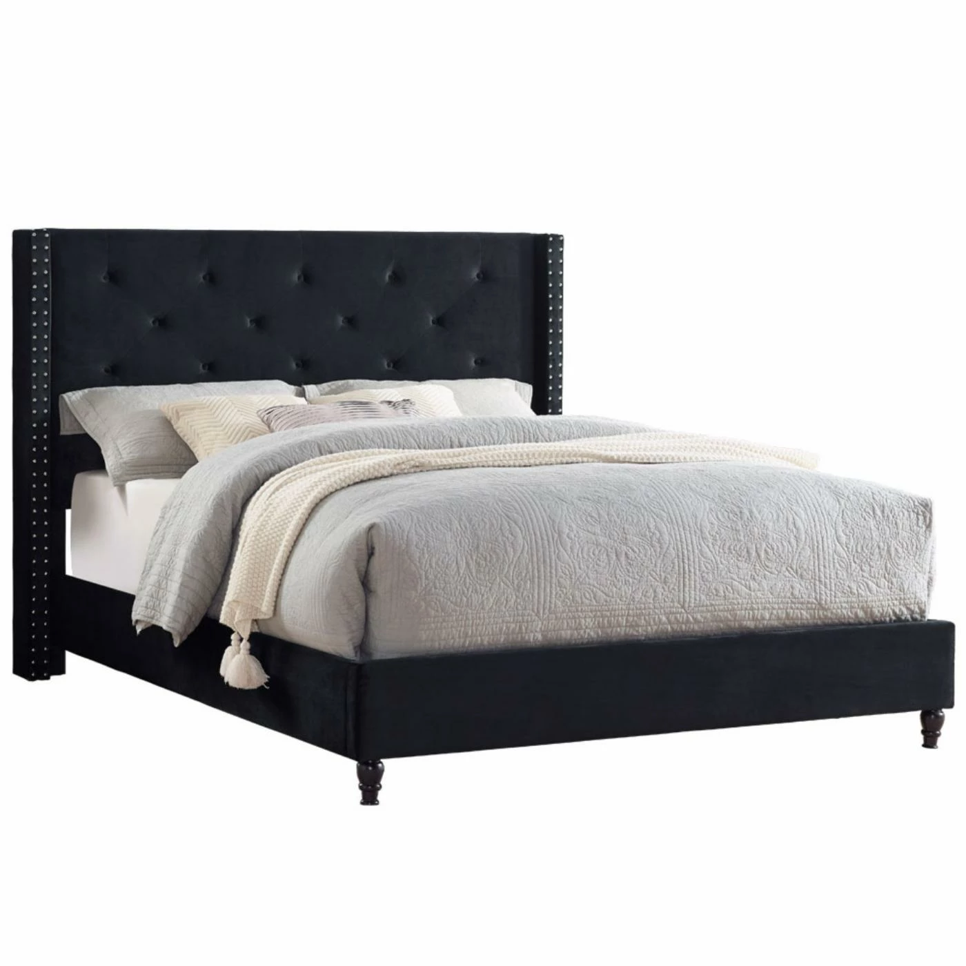 Best deal π€© Best Master Furniture Vero Velvet Tufted Wingback Platform Bed - California King - Blue π 5 Best deal π€© Best Master Furniture Vero Velvet Tufted Wingback Platform Bed - California King - Blue π - Image 3